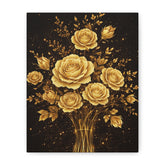 Golden Roses Bouquet Canvas Art — Matte Stretched Wall Decor