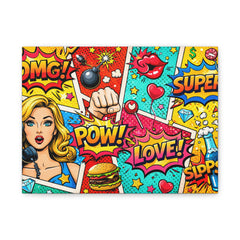 Pop Art Comic Canvas Print — Bright Retro POW! LOVE! Wall Art