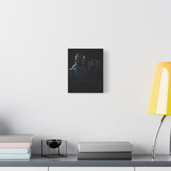 Keanu Reeves with Dog Matte Canvas Art — Moody Black Sketch Portrait, Stretched Wall Decor