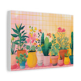 Botanical Potted Plants Matte Canvas Wall Art – Vibrant Indoor Garden Print