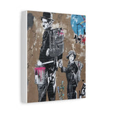 Banksy-Style Street Art Canvas Print — Father & Child Graffiti Scene