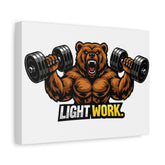 Gym Bear Canvas Wall Art — "Light Work" Motivational Fitness Print
