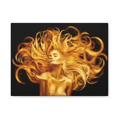 Golden Goddess Hair Portrait Canvas