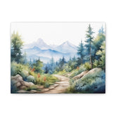 Mountain Trail Watercolor Canvas Print — Scenic Landscape Wall Art