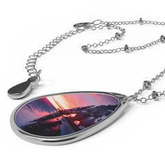 Sunset Cove Oval Photo Necklace — Personalized Teardrop Pendant