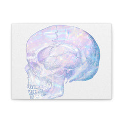 Iridescent Skull Canvas Print — Pastel Holographic Medical Skull Wall Art