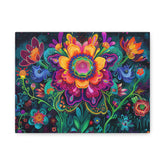 Vibrant Floral Canvas Wall Art — Colorful Boho Flower Painting on Stretched Matte Canvas