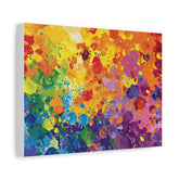 Rainbow Paint Splatter Matte Canvas Print — Vibrant Abstract Stretched Wall Art