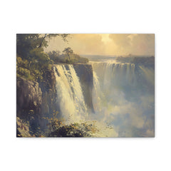 Waterfall Landscape Matte Canvas Print – Serene Nature Wall Art, Stretched 1.25"
