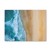 Ocean Aerial Beach Canvas Print — Teal Waves & Sandy Shore Matte Stretched Wall Art