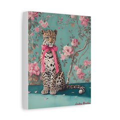 Cheetah with Pink Bow Matte Canvas Art