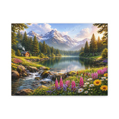Mountain Lake Landscape Canvas Print — Matte Stretched Wall Art