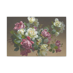 Vintage Rose Bouquet Matte Stretched Canvas