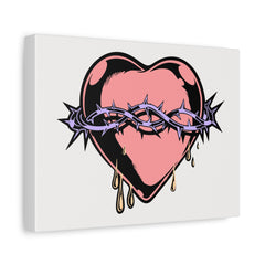 Dripping Heart with Barbed Wire Canvas Print