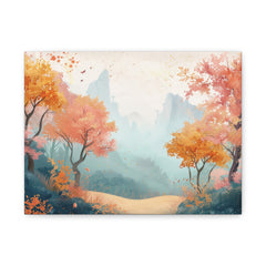 Autumn Mist Landscape Canvas - Stretched Matte Wall Art