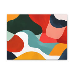 Abstract Colorful Waves Matte Canvas Wall Art – Modern Organic Shapes Stretched Print