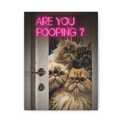 Canvas Wall Art - 'Psst... Pooching?' Neon Cats Matte Stretched Canvas