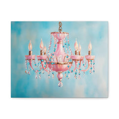 Pink Chandelier Canvas Print — Pastel Blue Nursery Wall Art