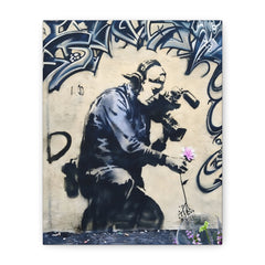 Graffiti Cameraman Canvas Print — Urban Street Art Wall Decor