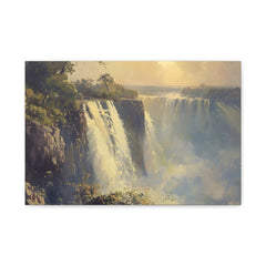 Waterfall Landscape Matte Canvas Print – Serene Nature Wall Art, Stretched 1.25"