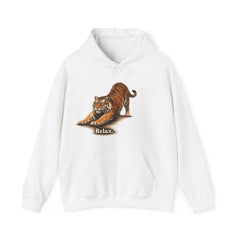 Relax Tiger Hoodie — Calm Stretch Graphic Hooded Sweatshirt