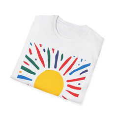 Sunburst Graphic T-Shirt — Colorful Retro Sun Design