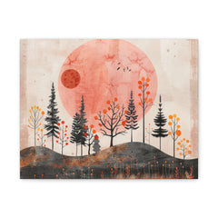 Autumn Moon Forest Canvas Wall Art – Matte Stretched Nature Print