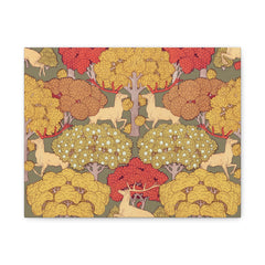 Autumn Deer Forest Canvas Wall Art — Rustic Fall Woodland Stag Print, Matte Stretched 1.25"