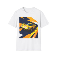 Vintage Race Car T-Shirt — Yellow Classic Sports Car Graphic