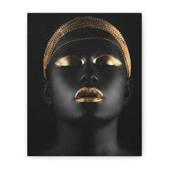 Gold Accented Black Portrait Canvas — Modern Glam Wall Art