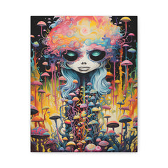 Psychedelic Mushroom Girl Matte Canvas Wall Art