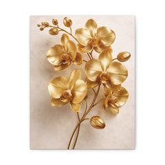 Golden Orchid Canvas Wall Art — Matte Stretched Floral Print
