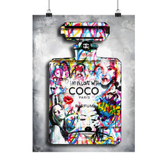 Coco Perfume Graffiti Poster — Matte Vertical Art Print