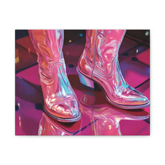 Canvas Wall Art — Shiny Pink Boots Retro Disco Print