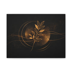 Golden Botanical Moon Canvas — Matte Stretched Wall Art