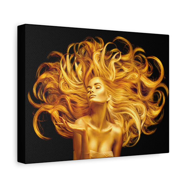 Golden Goddess Hair Portrait Canvas