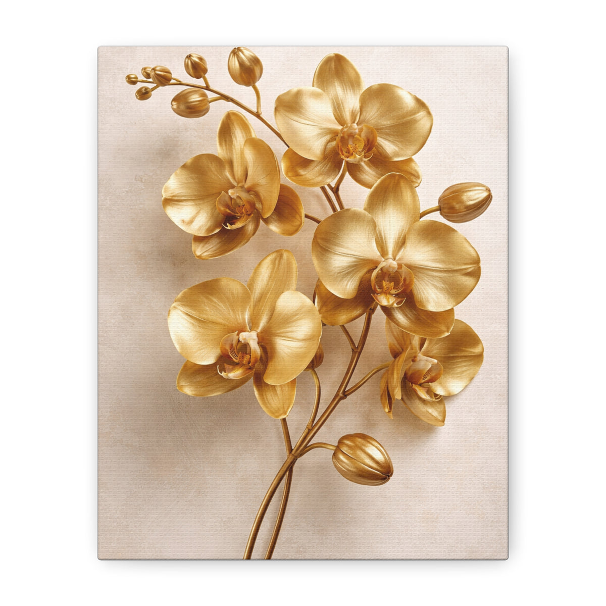 Golden Orchid Canvas Wall Art — Matte Stretched Floral Print