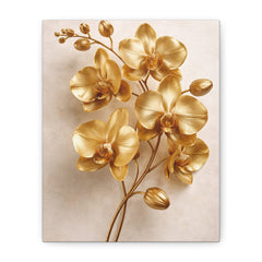 Golden Orchid Canvas Wall Art — Matte Stretched Floral Print