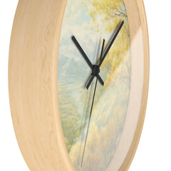 Scenic Autumn Landscape Wall Clock — Tranquil Mountain Forest Timepiece