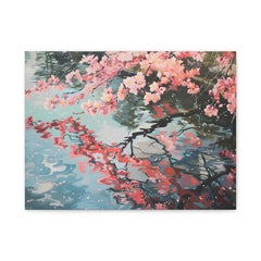 Cherry Blossom Reflection Matte Canvas Print — Stretched Wall Art