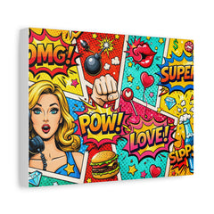 Pop Art Comic Canvas Print — Bright Retro POW! LOVE! Wall Art