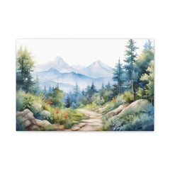 Mountain Trail Watercolor Canvas Print — Scenic Landscape Wall Art