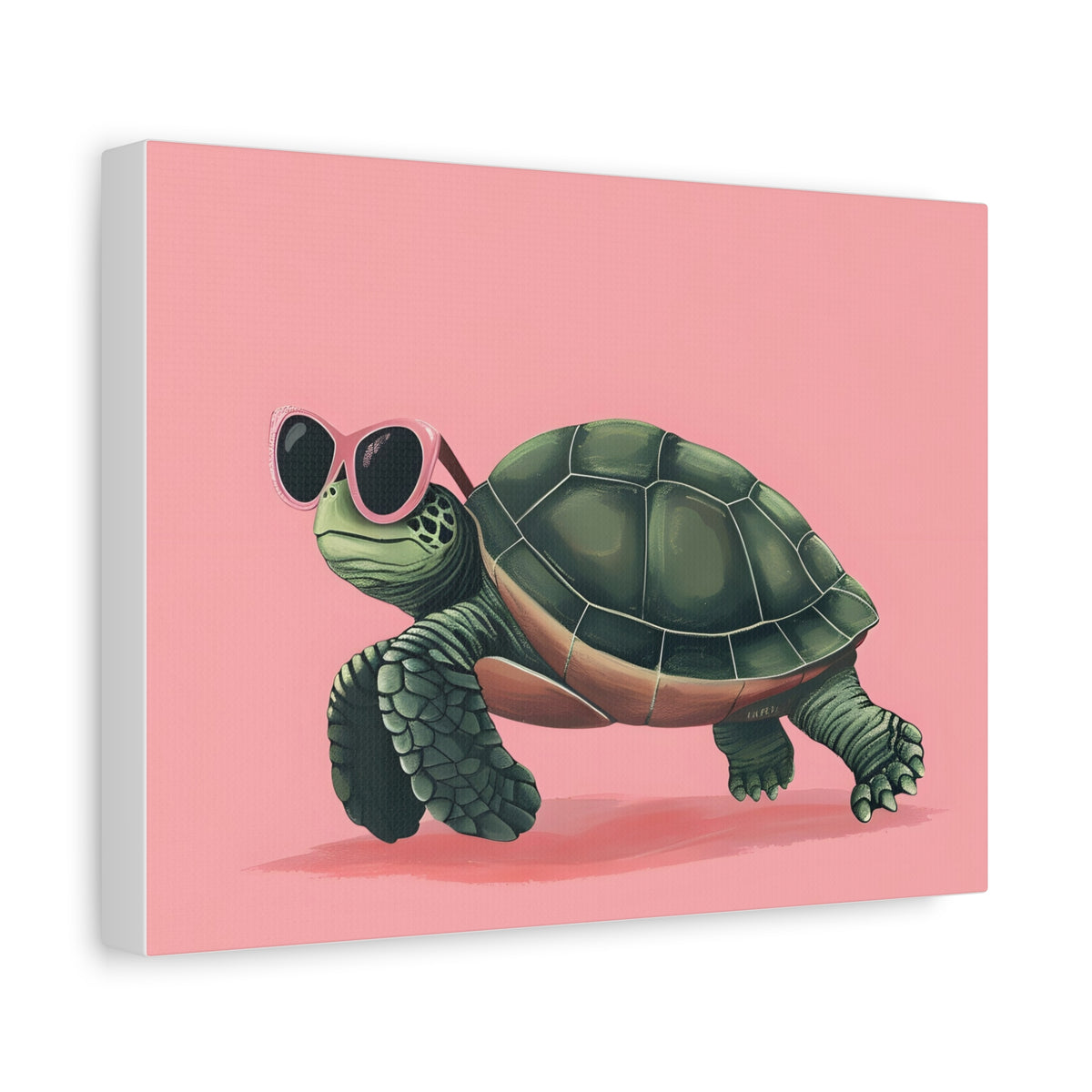 Cool Sunglasses Turtle Canvas Print — Pink Tropical Wall Art