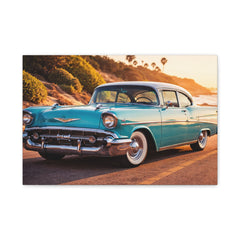 Classic Turquoise 1950s Chevy Canvas Print - Vintage Car Wall Art