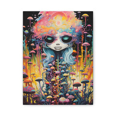 Psychedelic Mushroom Girl Matte Canvas Wall Art