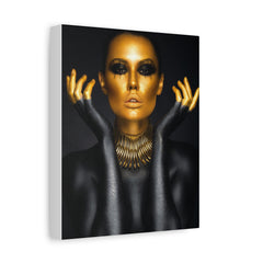 Gold Goddess Portrait Canvas — Glamorous Black & Gold Wall Art