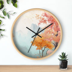 Autumn Mist Wall Clock — Tranquil Fall Landscape Decorative Clock