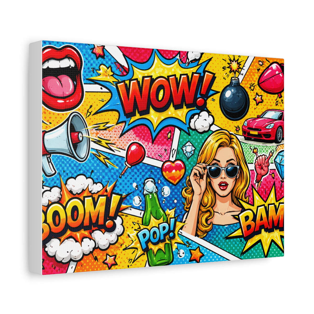 Pop Art Comic Canvas Print — WOW! BAM! Stretched Wall Art