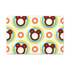 Playful Retro Bear Pattern Matte Canvas Wall Art