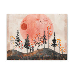 Autumn Moon Forest Canvas Wall Art – Matte Stretched Nature Print